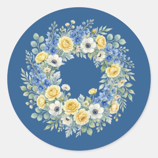 Autocollant floral Indigo & Yellow Bloom (Devant)