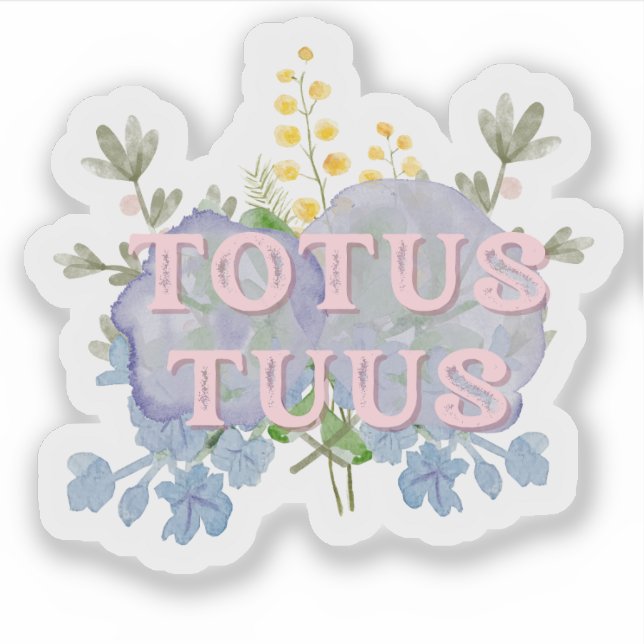 Autocollant floral marien catholique Totus Tuus (Devant)
