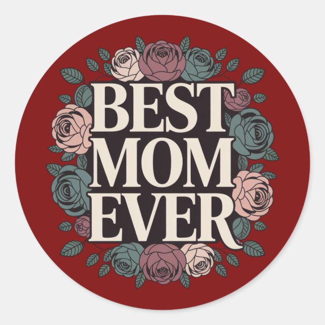 Autocollant Floral Meilleure Maman (Devant)