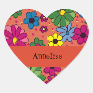 Autocollant floral orange coloré personnalisé