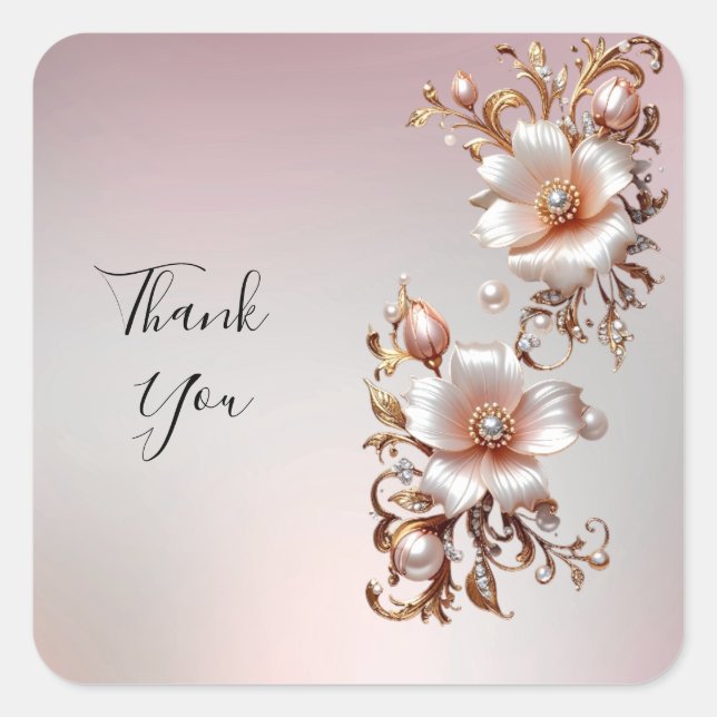 Autocollant floral rose décoratif (Devant)