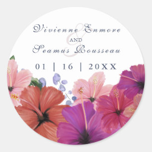 Autocollant floral tropical personnalisé hibiscus