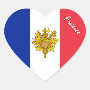 Autocollant France, Cœur, Drapeau Français Patriot