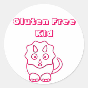 Autocollant Fuchsia Dino Gluten gratuit pour enfan
