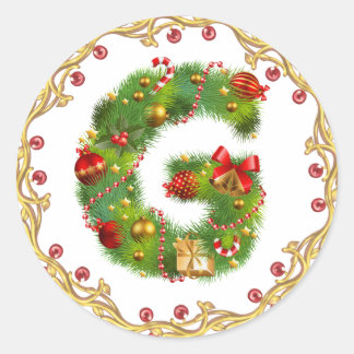 autocollant G monogramme initial de noël