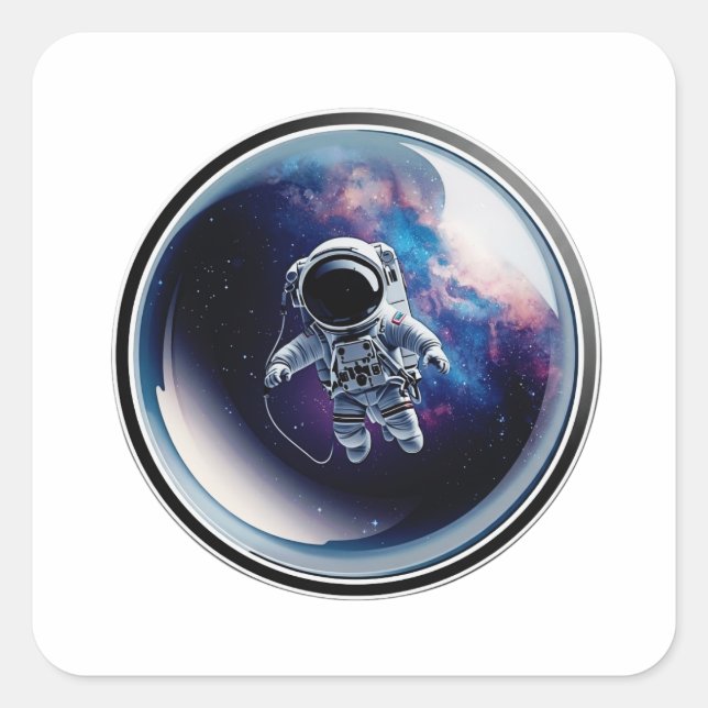 Autocollant Galaxie Bulle d'Espace Astronaute 3D (Devant)