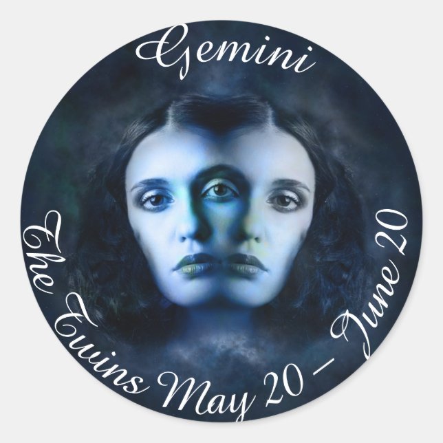 Autocollant Gemini Zodiac Horoscope Mystique Twins (Devant)