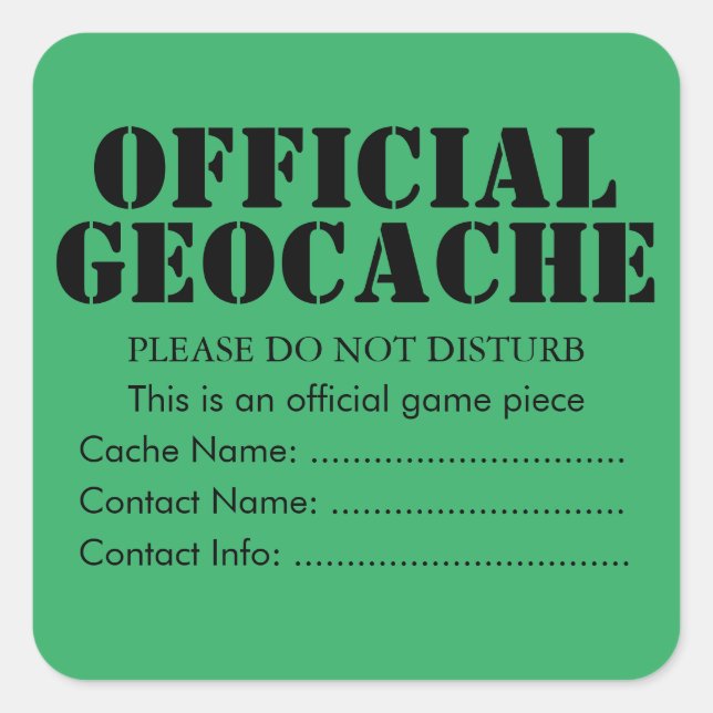 Autocollant Geocache officiel personnalisé  (Devant)