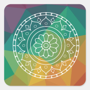 Autocollant géométrique mandala arc-en-ciel.