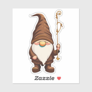 Autocollant Gnome Explorateur avec Canne