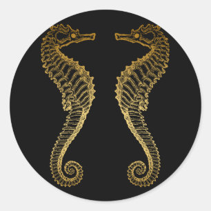 Autocollant Golden Seahorse