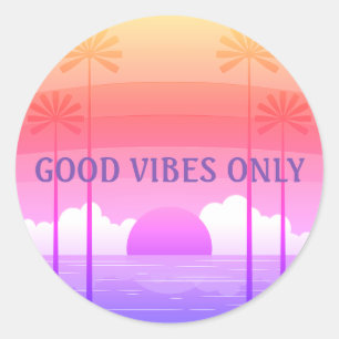 Autocollant Good Vibes Pink/Purple Retro Beach Sun