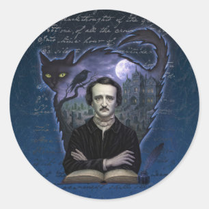 Autocollant gothique corbeau Edgar Allan Poe