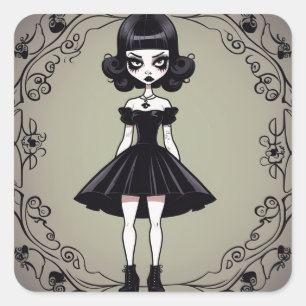 Autocollant gothique style fille noire (LBD)