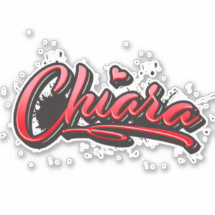 Autocollant graffiti coeur rouge Chiara