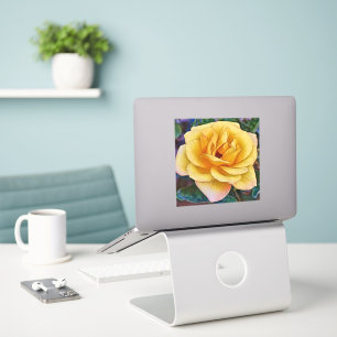 Autocollant Grand Fleur Rose Jaune Art Floral
