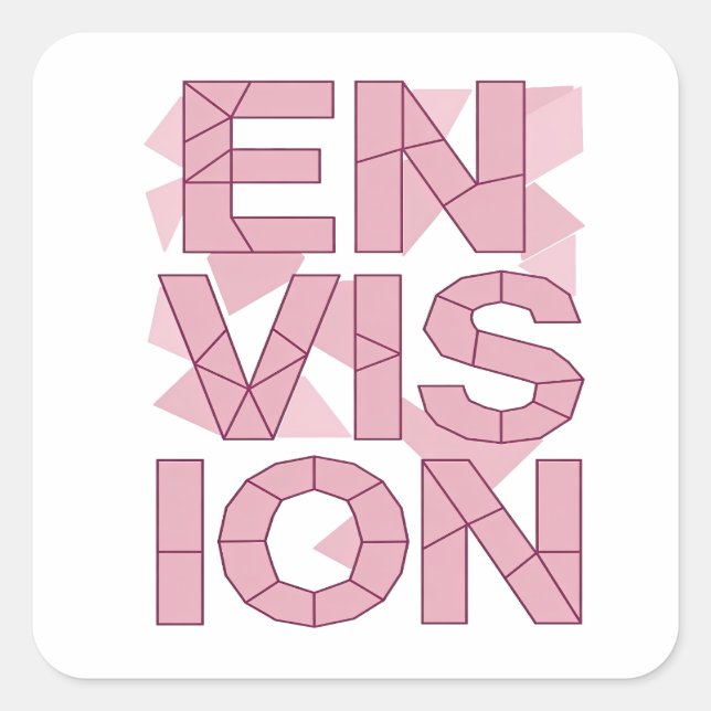Autocollant graphique carré ENVISION rose (Devant)