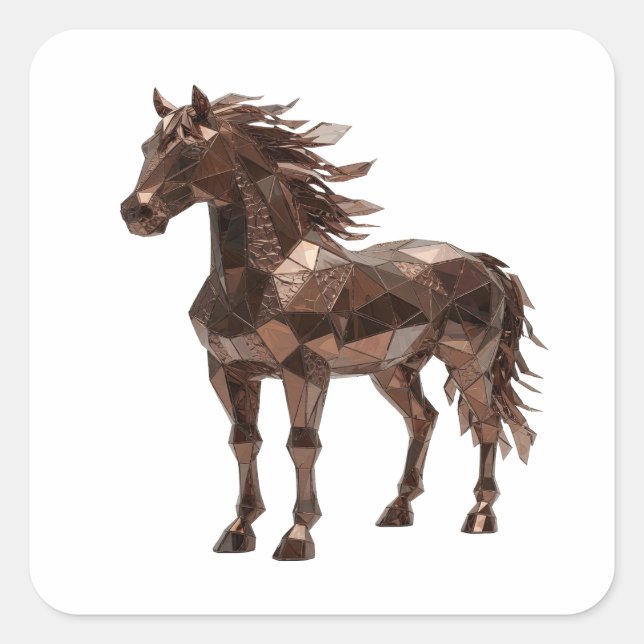 Autocollant graphique cheval en cuivre argenté dyn (Devant)