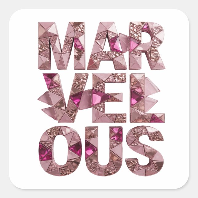 Autocollant graphique rose joyeux MARVELOUS (Devant)