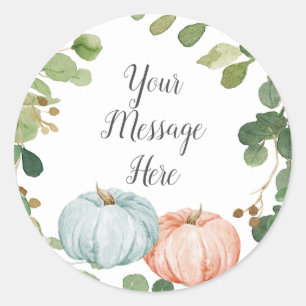 Autocollant Greenery Pumpkin Votre Message Ici