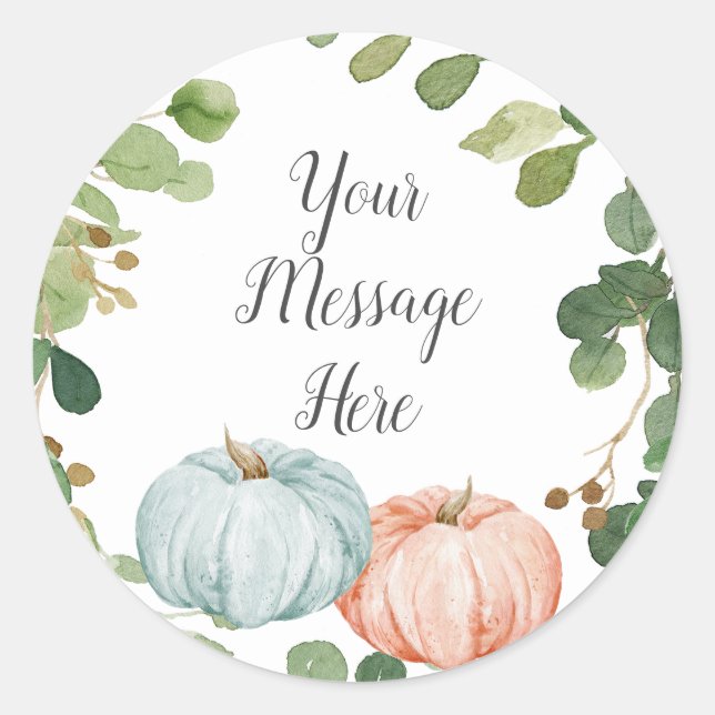 Autocollant Greenery Pumpkin Votre Message Ici (Devant)