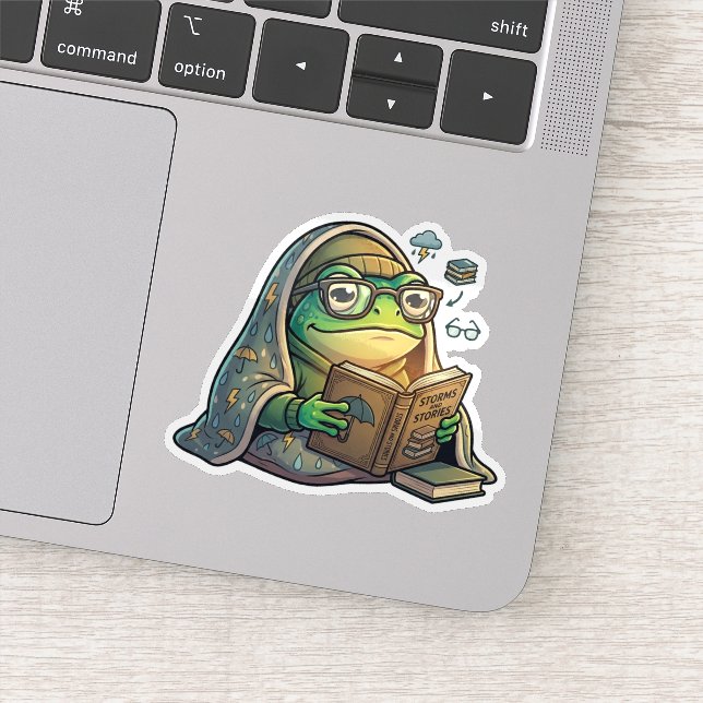 Autocollant Grenouille en train de lire par jour d (Détail)