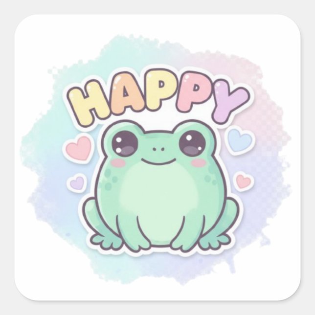 Autocollant Grenouille Heureuse Grenouille Mignonn (Devant)