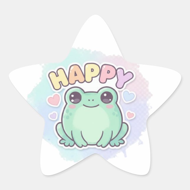 Autocollant Grenouille Heureuse Grenouille Mignonn (Devant)