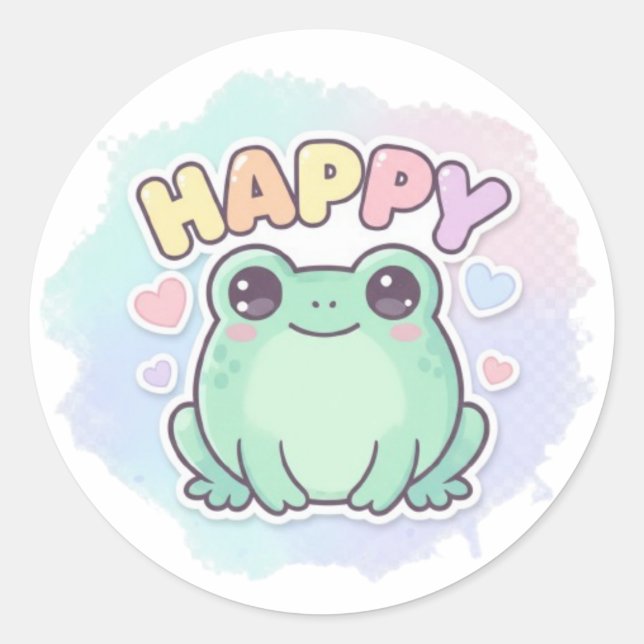 Autocollant Grenouille Heureuse Grenouille Mignonn (Devant)