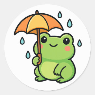 Autocollant Grenouille Kawaii Jour de Pluie