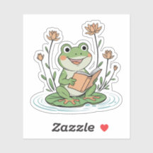 Autocollant Grenouille Lectrice | Design Mignon de