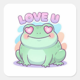 Autocollant Grenouille Love U Cœur Yeux Grenouille