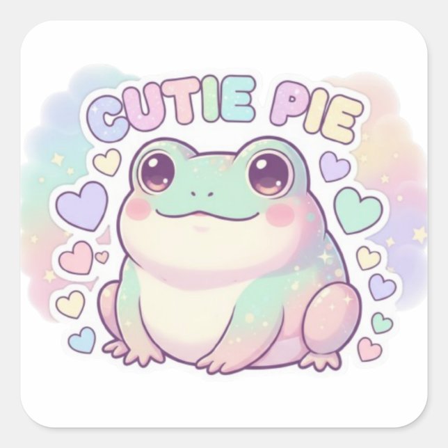 Autocollant Grenouille Mignonne Cuite Pie Kawaii A (Devant)