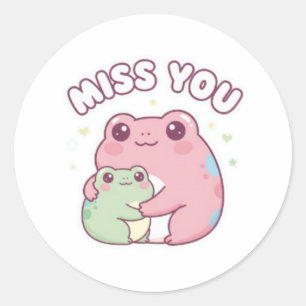 Autocollant Grenouille Miss You Mignonne Étreignan