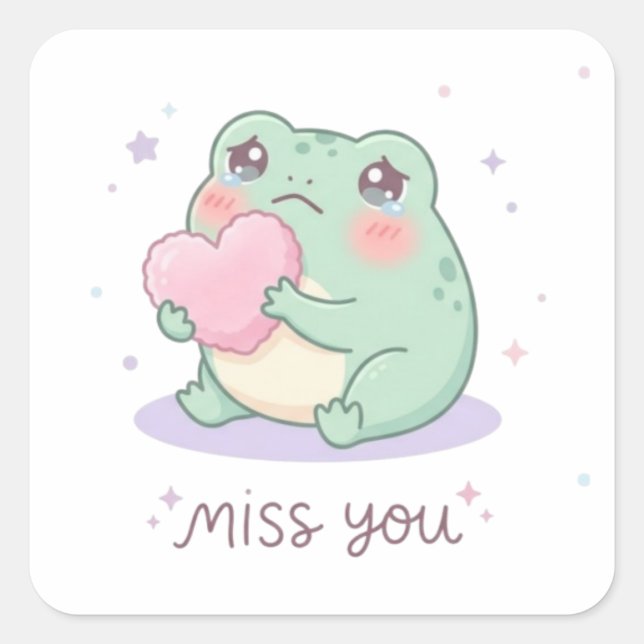 Autocollant Grenouille Miss You Mignonne Grenouill (Devant)