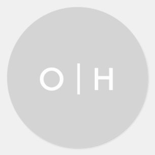 Autocollant gris simple   initiales/monogramme