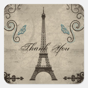 Autocollant grunge de Merci de Tour Eiffel