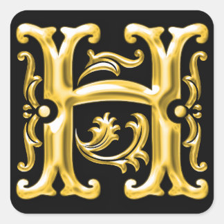 Autocollant H majuscule initial en or