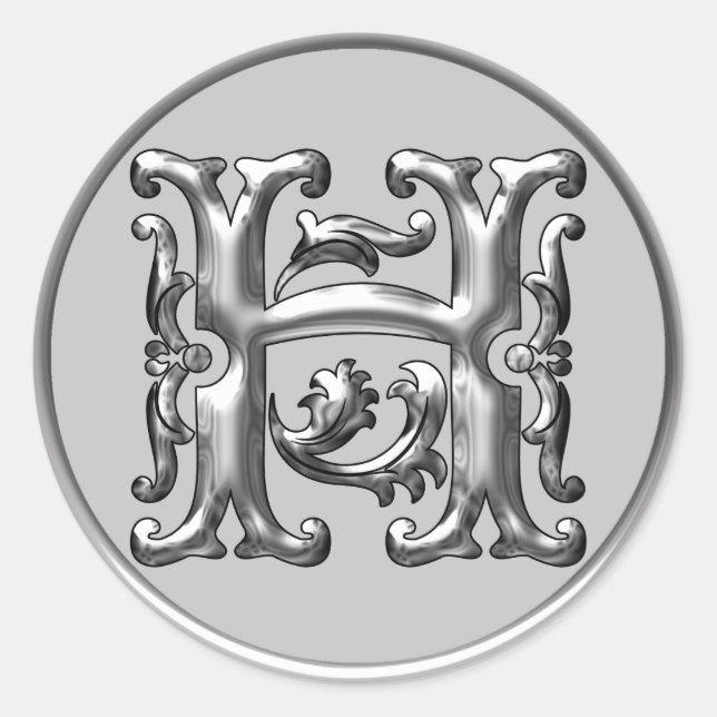 Autocollant H rond initial en argent (Devant)