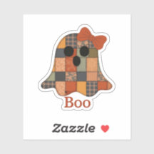 Autocollant Halloween « Boo ! » Fantôme Patchwork 