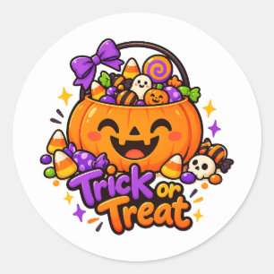 Autocollant Halloween Candy Citrouille Mignon pour