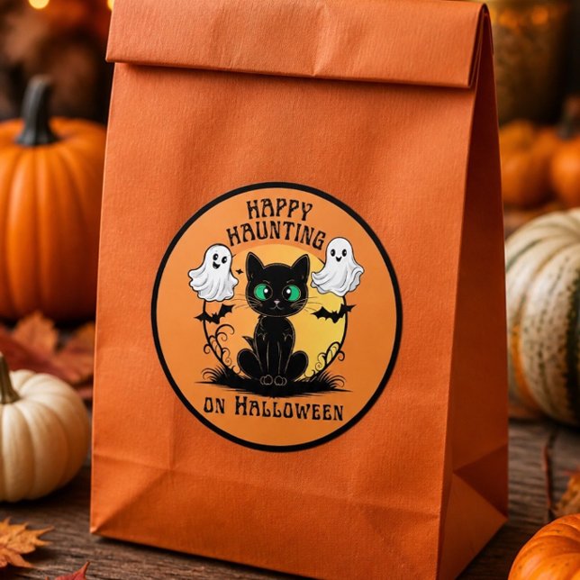 Autocollant Halloween Chat Noir Bonne Chasse (Créateur téléchargé)