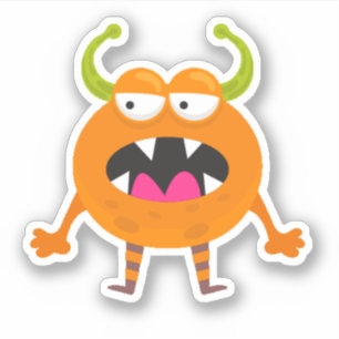 Autocollant Halloween de petit monstre orange mign