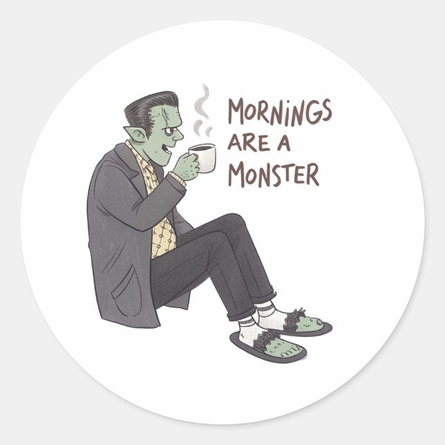 Autocollant Halloween imprimable du matin monstre (Devant)