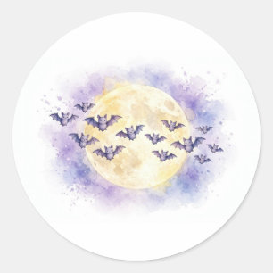 Autocollant Halloween Lune pleine Chauves-souris A