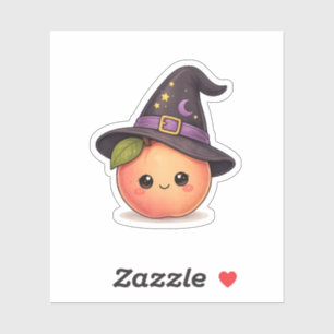 Autocollant Halloween Mignon Kawaii Sorcière Pêche