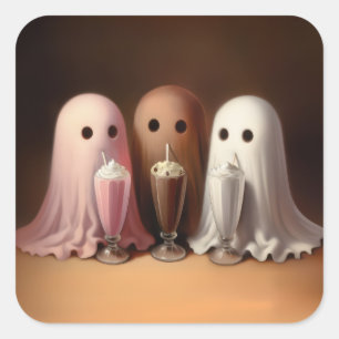 Autocollant Halloween Milkshakes Trio de Fantômes