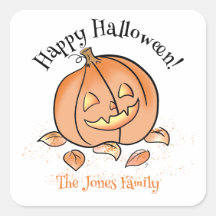 Autocollant Halloween personnalisé Citrouille Jack