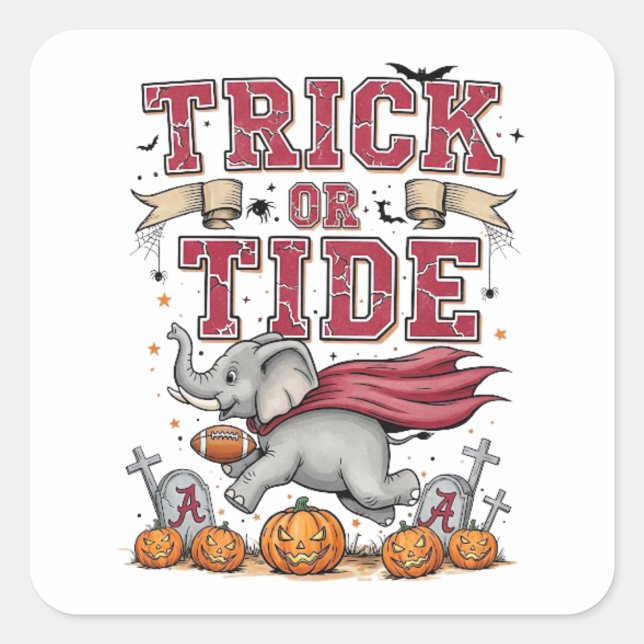 Autocollant Halloween Trick or Tide Alabama – Vint (Devant)