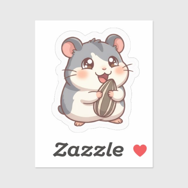 Autocollant Hamster avec Graine de Tournesol (Feuille)
